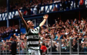 Paul McStay with his arms in the air March 1988 STOP Paul McStay with his arms in the air March 1988 STOP