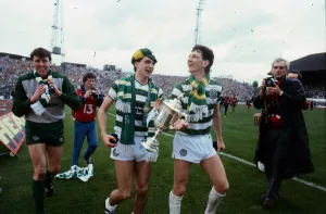 Paul McStay Celtic football player captain May 1985 With brother Willie McStay Paul McStay Celtic football player captain May 1985 With brother Willie McStay
