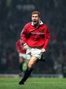 Paul Scholes football player for Manchester United sep 1998 celebrates after Paul Scholes football player for Manchester United sep 1998 celebrates after