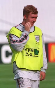 Paul Scholes training with the rest of the England football team before their first match Paul Scholes training with the rest of the England football team before their first match