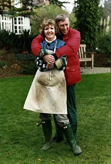 Penelope Keith actress with husband in garden. April 1989 Penelope Keith actress with husband in garden. April 1989