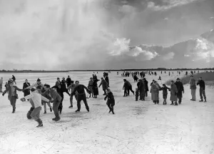 People skating on the frozen Hickling Broad in Norfolk after it iced over People skating on the frozen Hickling Broad in Norfolk after it iced over