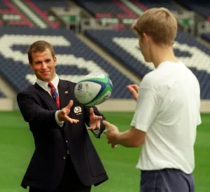 Peter Phillips september 1999 passes the ball at Murrayfield stadium this morning as part Peter Phillips september 1999 passes the ball at Murrayfield stadium this morning as part