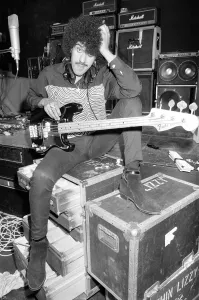 Phil Lynott of Thin Lizzy during a recording session for the groups new album Phil Lynott of Thin Lizzy during a recording session for the groups new album