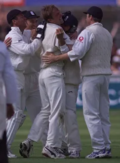 Phil Tufnell celebrates the wicket of Parore in August 1999. weby Phil Tufnell celebrates the wicket of Parore in August 1999. weby