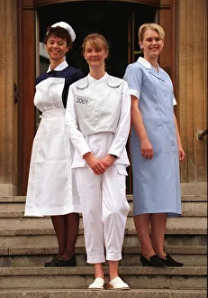 A photcall for nurses uniform at the roof garden at the Royal Marsden NHS trust on Fulham A photcall for nurses uniform at the roof garden at the Royal Marsden NHS trust on Fulham