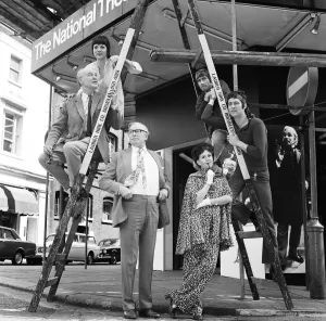 Photo shows the cast of Merchant of Venice outside the National Theatre as the finishing Photo shows the cast of Merchant of Venice outside the National Theatre as the finishing