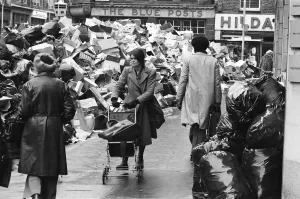 Piles of rubbish in Soho, London, during the dustmen's strike. 30th January 1979 Piles of rubbish in Soho, London, during the dustmen's strike. 30th January 1979
