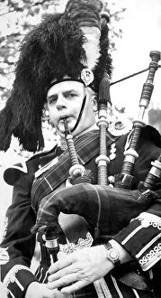 Images Dated 10th June 1972: Pipe Major George Anderson, of Morpeth Pipe Band, gets himself tune up in June 1972