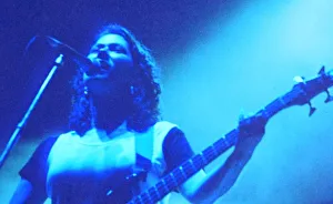 The Pixies on stage at Reading Festival 1990 Kim Deal bass player The Pixies on stage at Reading Festival 1990 Kim Deal bass player