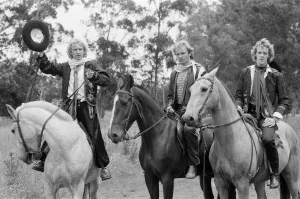 The Police, pop/rock group, pictured on horses. Left is guitarist Andy The Police, pop/rock group, pictured on horses. Left is guitarist Andy