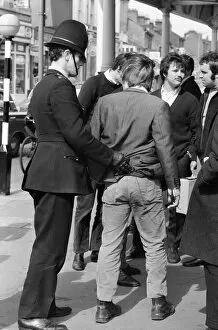 Images Dated 30th March 1970: Police at Southend stopped any possible trouble makers, making them remove bootlaces
