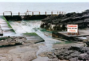 The former pool, set amongst the rocks, at Porthcawl front. Circa 1995 The former pool, set amongst the rocks, at Porthcawl front. Circa 1995