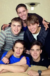 Pop group Take That pose for a group photograph. Top to bottom: Jason Orange, Gary barlow Pop group Take That pose for a group photograph. Top to bottom: Jason Orange, Gary barlow