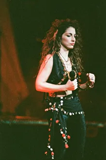 Pop singer Gloria Estefan performing on stage during a concert in Britain 24th Pop singer Gloria Estefan performing on stage during a concert in Britain 24th