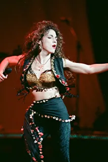 Pop singer Gloria Estefan performing on stage during a concert in Britain 24th Pop singer Gloria Estefan performing on stage during a concert in Britain 24th