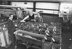 Post Office sorting office at Broomhill Way, Torquay in 1984 Post Office sorting office at Broomhill Way, Torquay in 1984