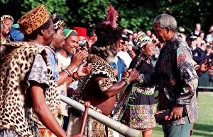 Images Dated 11th November 1996: President Nelson Mandela seen here being greeted in St James Park on the second of his