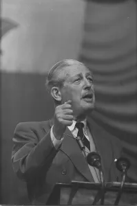 The Prime Minister Harold Macmillan stirs up the party faithful at the 1962 Conservative The Prime Minister Harold Macmillan stirs up the party faithful at the 1962 Conservative