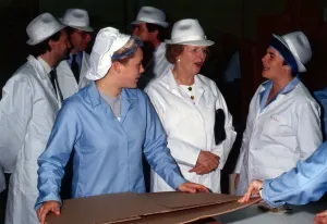 prime Minister Margaret Thatcher at the Dundee factory of James Keiller and Son prime Minister Margaret Thatcher at the Dundee factory of James Keiller and Son