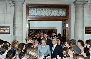 Prime Minister Margaret Thatcher and Kenneth Baker at Conservative headquarters Prime Minister Margaret Thatcher and Kenneth Baker at Conservative headquarters