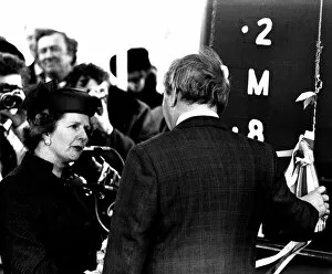 Images Dated 12th March 1982: Prime Minister Margaret Thatcher at the launch of the SD14 cargo ship United Effort at