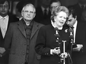 Prime Minister Margaret Thatcher meets Soviet leader President Mikhail Gorbachev at RAF Prime Minister Margaret Thatcher meets Soviet leader President Mikhail Gorbachev at RAF