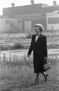 Prime Minister Margaret Thatcher seen here at what remains of the Head Wrightson works in Prime Minister Margaret Thatcher seen here at what remains of the Head Wrightson works in