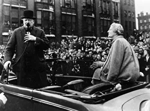 Prime Minister Winston Churchill makes a speech in Manchester as he campaigns ahead of Prime Minister Winston Churchill makes a speech in Manchester as he campaigns ahead of