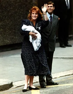 Prince Andrew Duke of York with his wife the Duchess of York with their new born baby Prince Andrew Duke of York with his wife the Duchess of York with their new born baby
