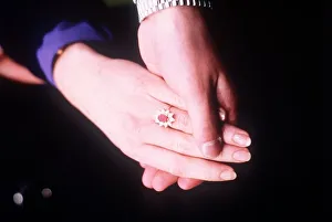 Prince Andrew and Sarah Ferguson annnounce their engagement showing ring Marc 1986 Prince Andrew and Sarah Ferguson annnounce their engagement showing ring Marc 1986