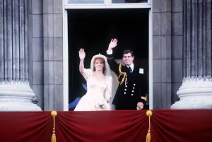 Prince Andrew and Sarah Ferguson on the balcony at Buckingham Palace after their wedding Prince Andrew and Sarah Ferguson on the balcony at Buckingham Palace after their wedding