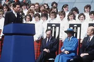 Prince Charles giving a speech at the opening ceremony of the Glasgow Garden Festival Prince Charles giving a speech at the opening ceremony of the Glasgow Garden Festival