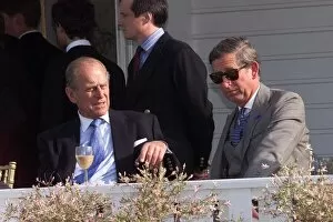 Images Dated 16th June 1999: Prince Charles and Prince Philip at Guards Polo Club June 1999 for the Eton Tea