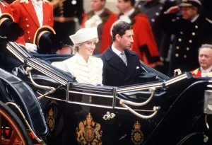 Prince Charles and Princess Diana in an open carriage during the state visit of King Fahd Prince Charles and Princess Diana in an open carriage during the state visit of King Fahd