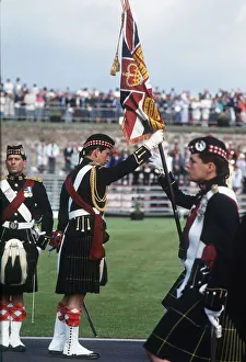 Prince Charles with standard flag in full Scottish military outfit July 1988 Prince Charles with standard flag in full Scottish military outfit July 1988