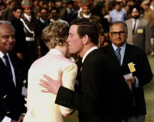 Prince Charles tries to kiss Princess Diana on their tour of India in Jaipur Prince Charles tries to kiss Princess Diana on their tour of India in Jaipur