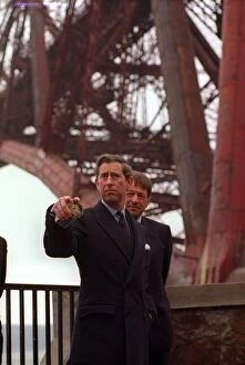 Images Dated 8th April 1996: Prince Charles on a visit to the Forth Bridge in Edinburgh April 1996