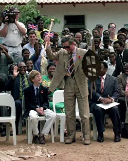 Prince Charles visits Dukuduku in South Africa, November 1997 He receives a gift of a Prince Charles visits Dukuduku in South Africa, November 1997 He receives a gift of a