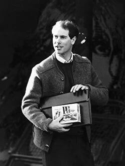 Images Dated 16th February 1988: Prince Edward, the worlds most famous tea boy, reported for work carrying a box of