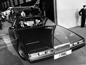 Prince Philip drives a prototype Aston Martin Lagonda. 17th February 1978 Prince Philip drives a prototype Aston Martin Lagonda. 17th February 1978