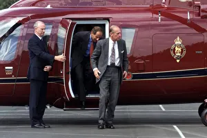 Prince Philip, Duke of Edinburgh arrives at Washington School by helicopter this morning Prince Philip, Duke of Edinburgh arrives at Washington School by helicopter this morning