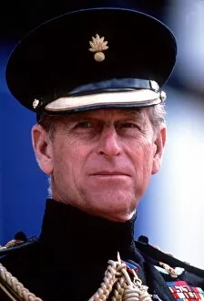 Images Dated 24th June 1987: Prince Philip, Duke of Edinburgh, inspecting the Scots Guards at Buckingham Palace