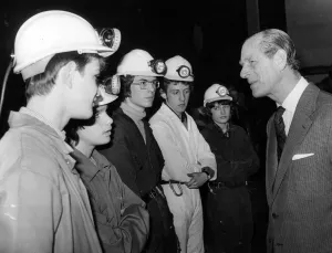 Prince Philip, Duke of Edinburgh meets members of the PWLL Potholing Club Prince Philip, Duke of Edinburgh meets members of the PWLL Potholing Club