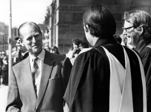 Prince Philip, Duke of Edinburgh talks to the Bishop of Liverpool, the Rt Prince Philip, Duke of Edinburgh talks to the Bishop of Liverpool, the Rt