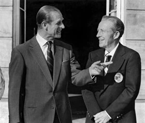 Images Dated 2nd July 1976: Prince Philip (left) makes a point during his chat with Bing Crosby. July 1976 P009341