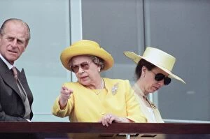 Images Dated 1st June 1994: Prince Philip, Queen Elizabeth and Princess Anne attend the Epsom Derby at Epsom
