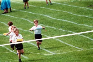 Prince William at his school sports day at Richmond Sports Stadium taking part in an Egg Prince William at his school sports day at Richmond Sports Stadium taking part in an Egg