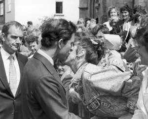 Princes Charles gets a kiss from one of the local lasses during his visit to Hartlepool Princes Charles gets a kiss from one of the local lasses during his visit to Hartlepool