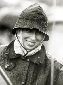 Princess Anne looking wet in Rain Gatcombe Park Smiling in wet-weather gear Princess Anne looking wet in Rain Gatcombe Park Smiling in wet-weather gear
